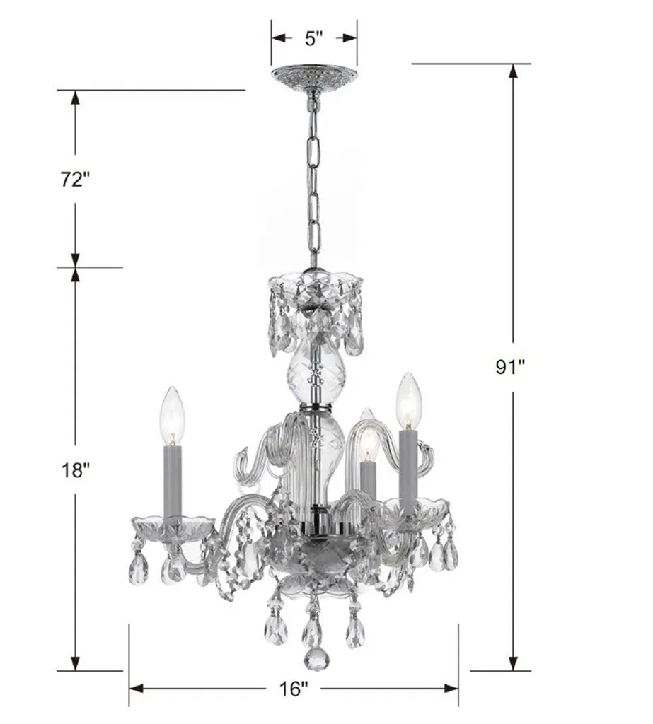 Traditional Crystal 3 Light Swarovski Strass Crystal Polished Chrome Mini Chandelier