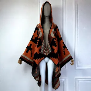 Tribal Chic Hooded Wool Short Kimono