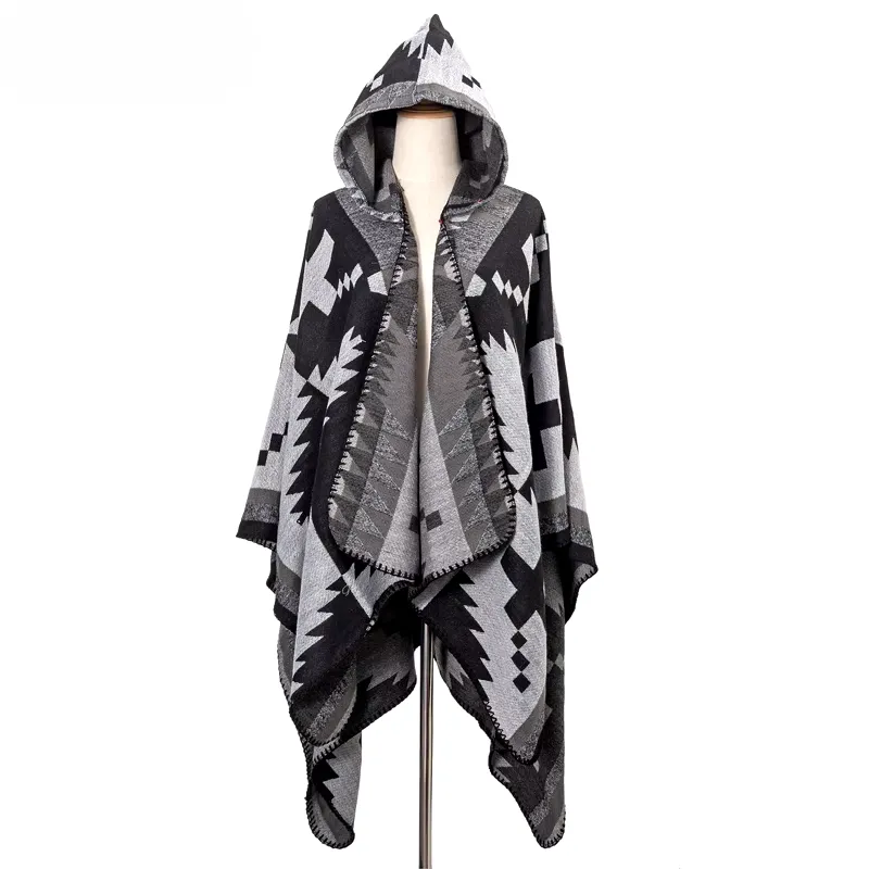 Tribal Chic Hooded Wool Short Kimono