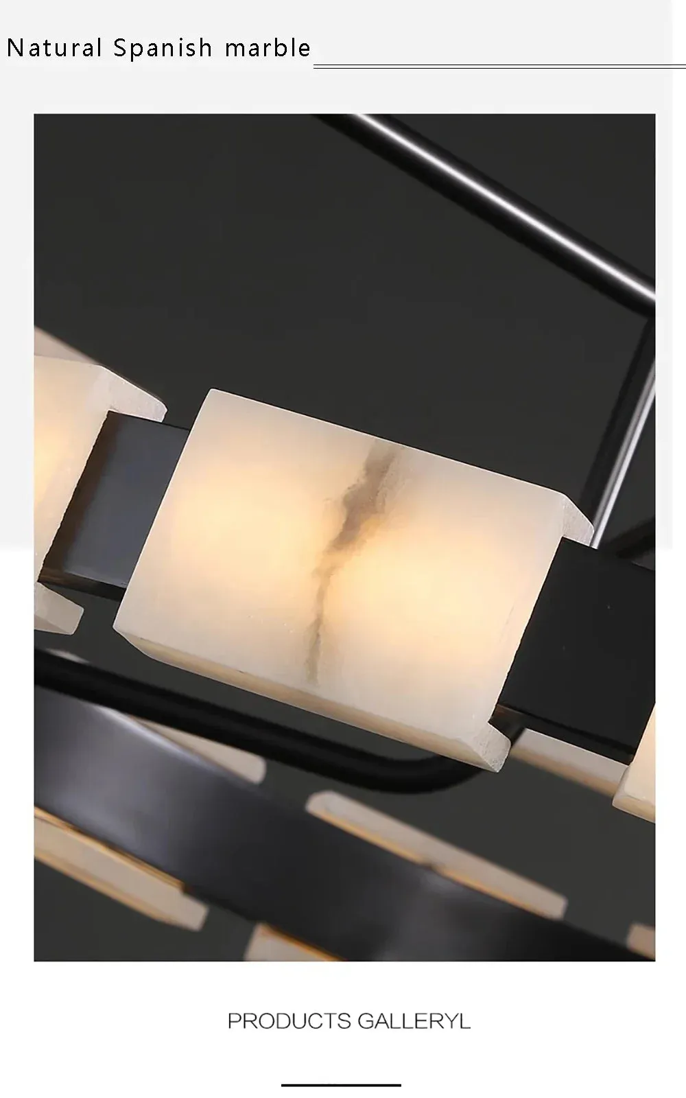 Volga Nutane Modern Large Natural Marble Chandelier