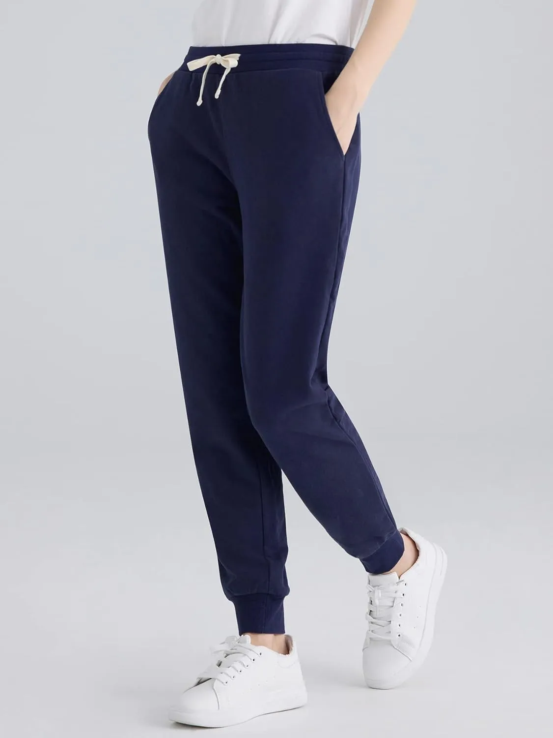 Weintee Women's Petite Joggers Cotton Sweatpants with Pockets