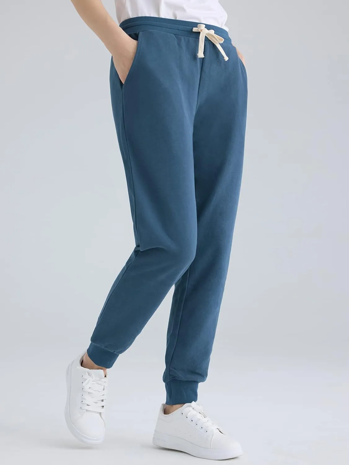 Weintee Women's Petite Joggers Cotton Sweatpants with Pockets