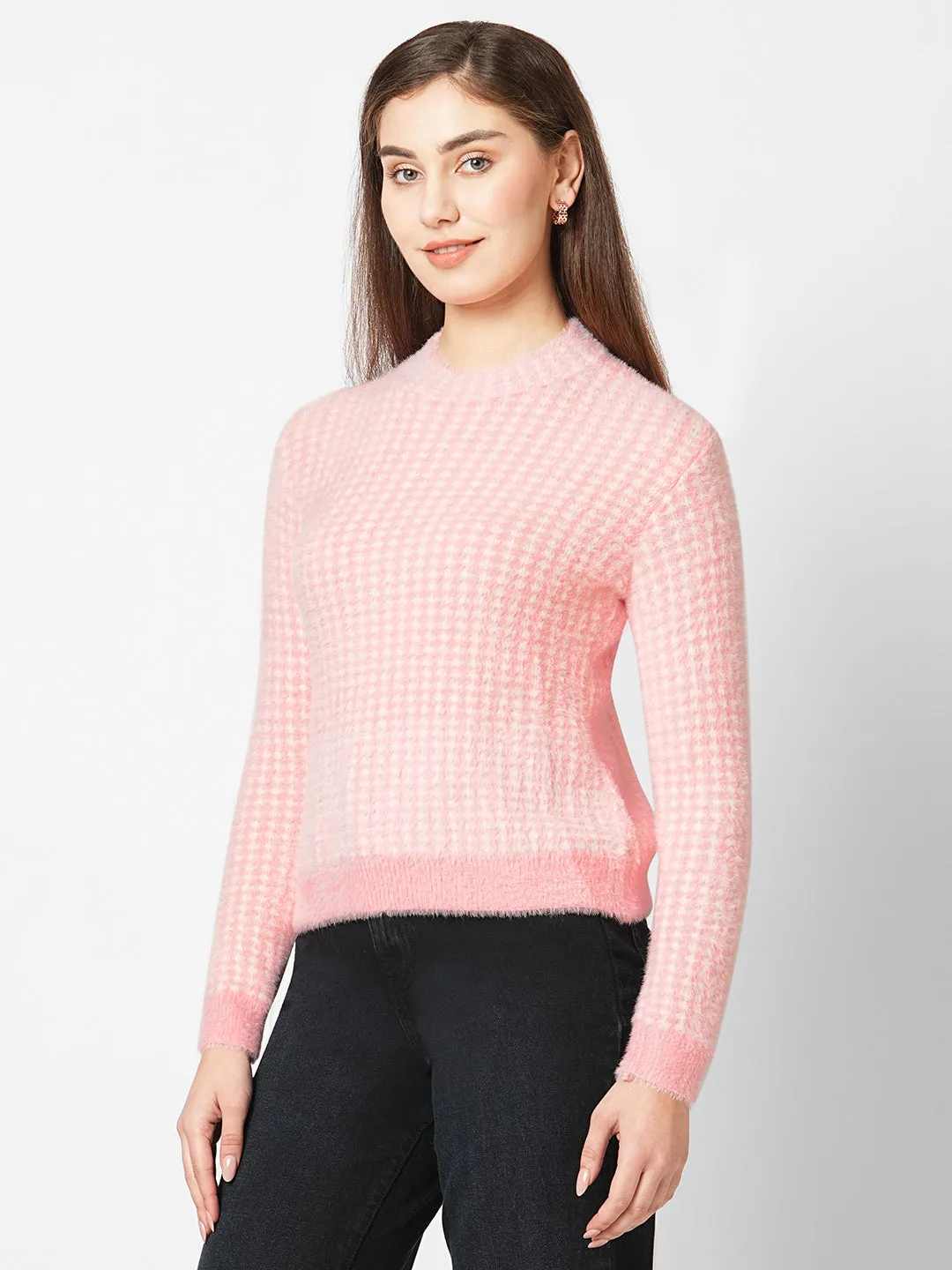 Women Woven Slim Fit Sweater