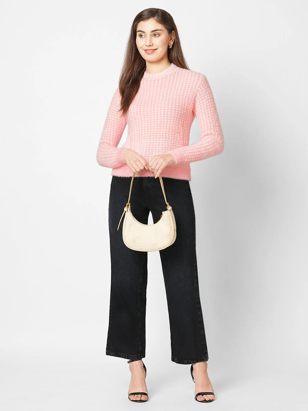 Women Woven Slim Fit Sweater