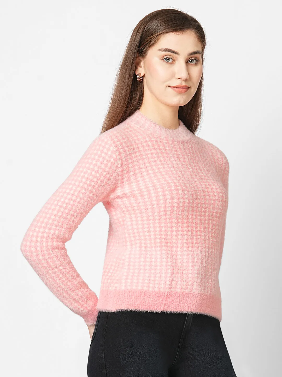 Women Woven Slim Fit Sweater