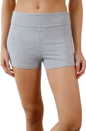Womens Fold Over Waist Stretch Cotton Active Yoga Shorts