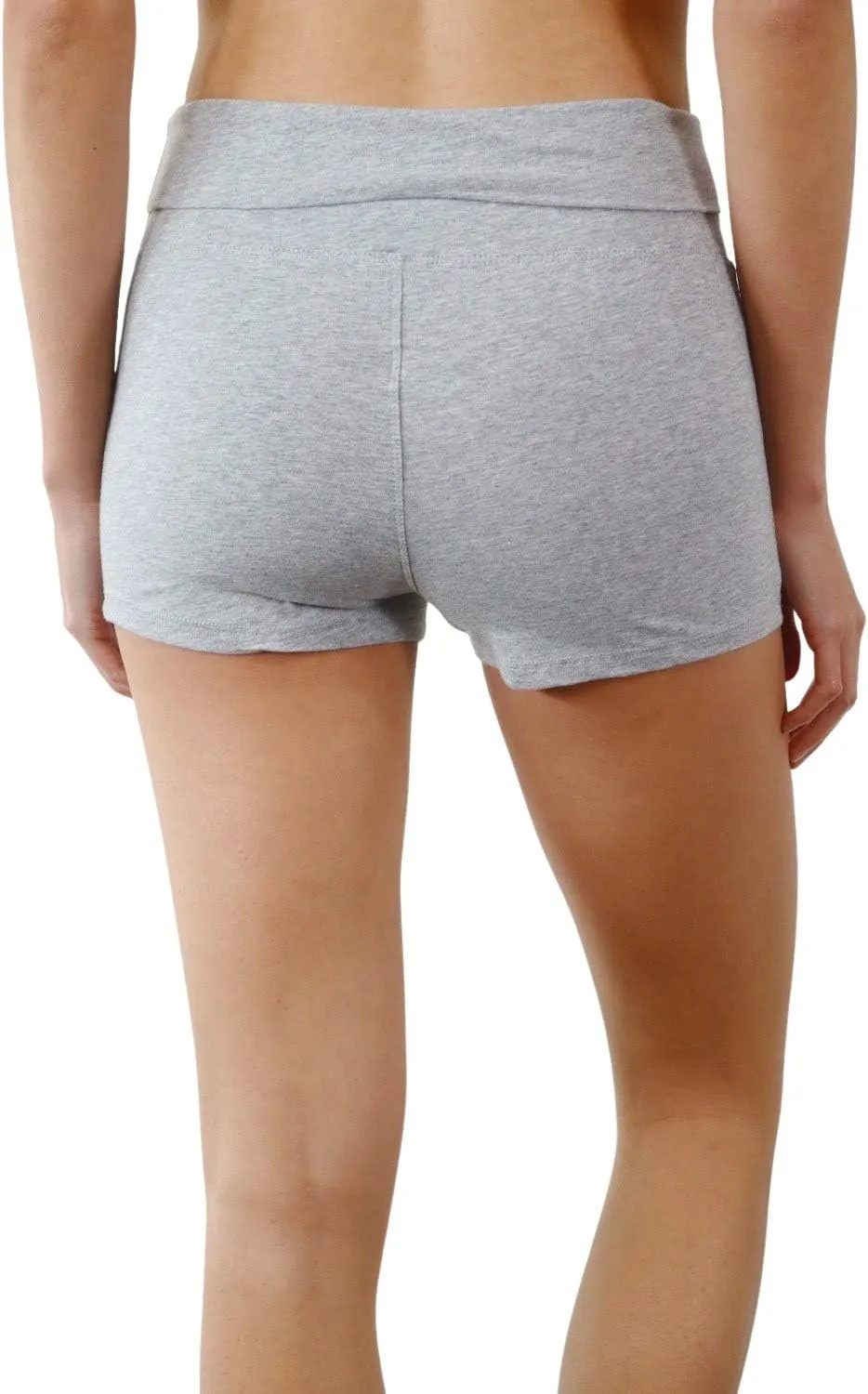 Womens Fold Over Waist Stretch Cotton Active Yoga Shorts