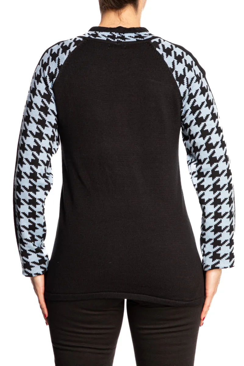 Women's Sweater Blue And black Sporty Design Quality Knit Fabric Amazing Fit Great Value On Sale Now